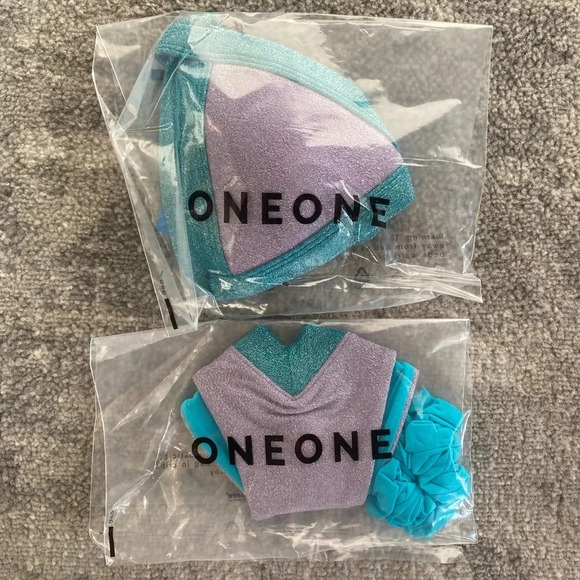 NWT OneOne Swimwear Bikini SET Jena Sims Collab Turks Purple Blue Shimmer New - Picture 7 of 10
